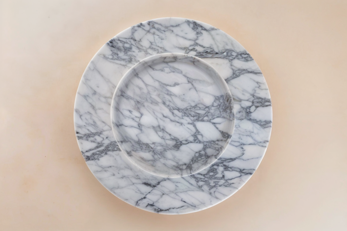 Marbles design ™ -  Set Di 4 Sotto Piatti In Marmo Di Carrara